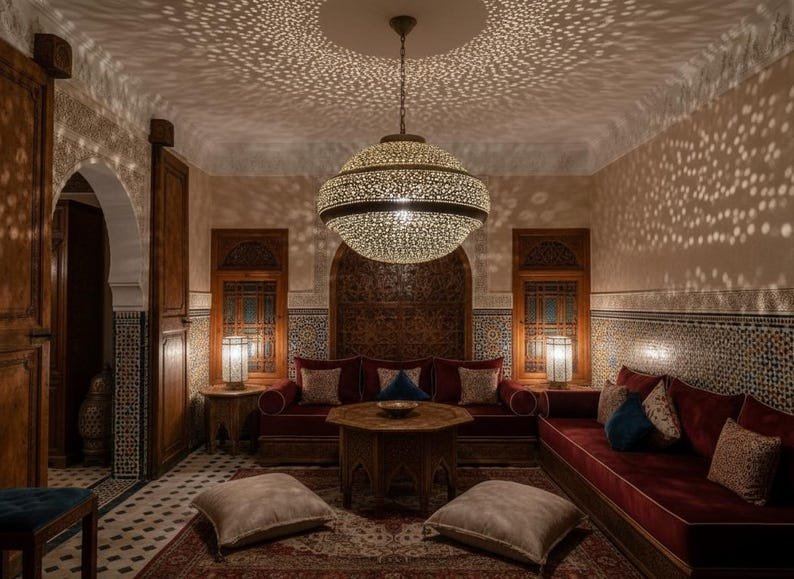 Handmade Moroccan Brass Pendant Light: Exotic Home Decor Handmade Moroccan Brass Pendant Light: Exotic Home Decor