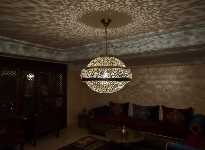 Handmade Moroccan Brass Pendant Light: Exotic Home Decor Handmade Moroccan Brass Pendant Light: Exotic Home Decor