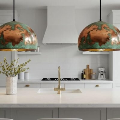 Green Patina Copper Dome Pendant Light - Rustic Farmhouse Lighting Green Patina Copper Dome Pendant Light - Rustic Farmhouse Lighting