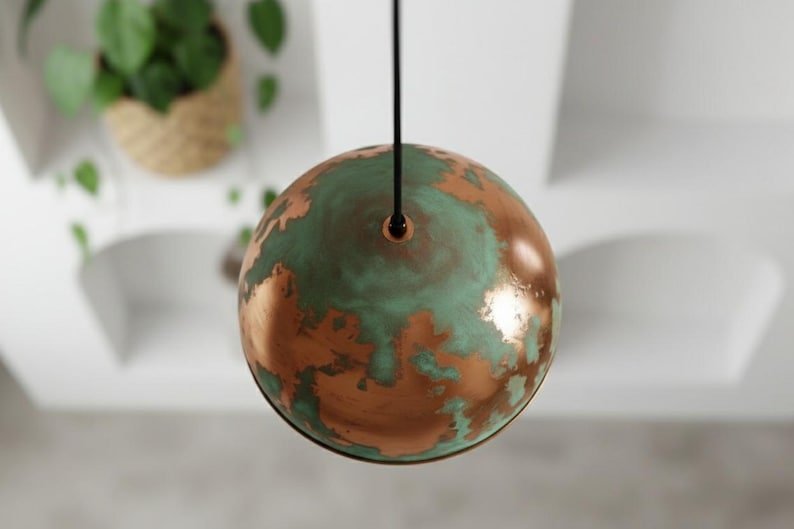Green Patina Copper Dome Pendant Light - Rustic Farmhouse Lighting Green Patina Copper Dome Pendant Light - Rustic Farmhouse Lighting