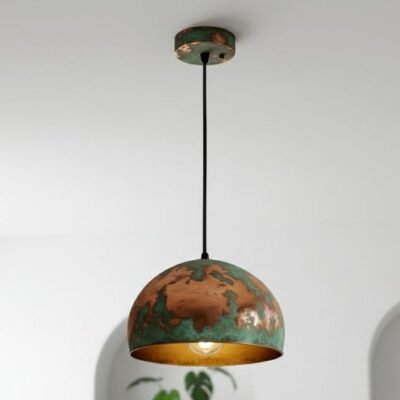 Green Patina Copper Dome Pendant Light - Rustic Farmhouse Lighting Green Patina Copper Dome Pendant Light - Rustic Farmhouse Lighting