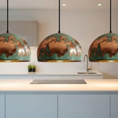 Green Patina Copper Dome Pendant Light - Rustic Farmhouse Lighting Green Patina Copper Dome Pendant Light - Rustic Farmhouse Lighting