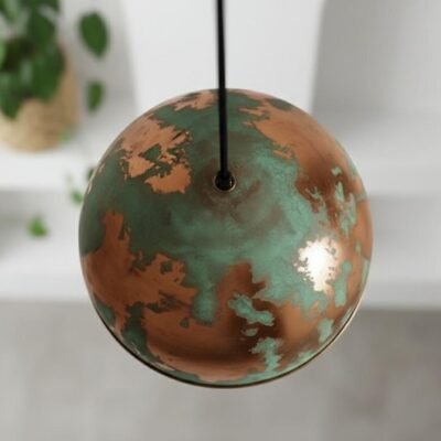 Green Patina Copper Dome Pendant Light - Rustic Farmhouse Lighting Green Patina Copper Dome Pendant Light - Rustic Farmhouse Lighting
