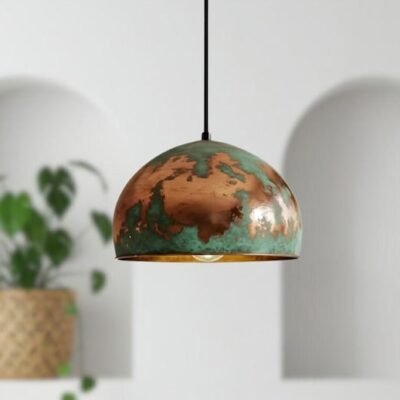 Green Patina Copper Dome Pendant Light - Rustic Farmhouse Lighting Green Patina Copper Dome Pendant Light - Rustic Farmhouse Lighting