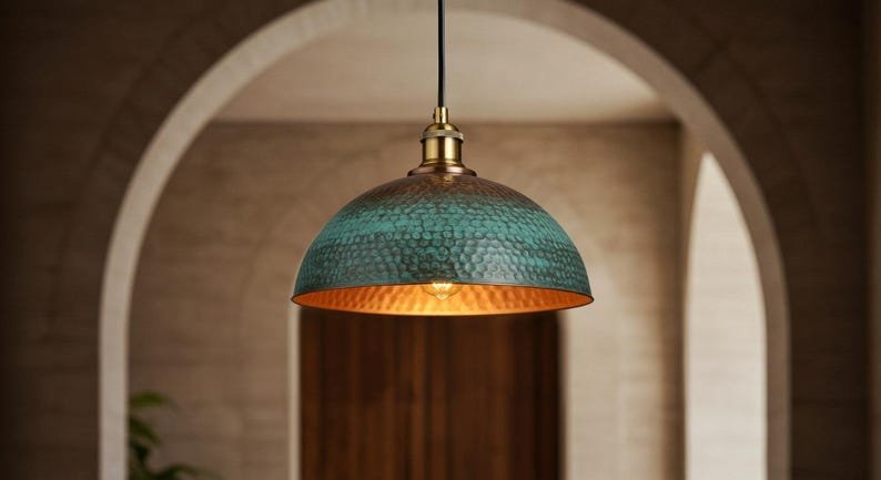 Handmade Moroccan Copper Pendant Light: Farmhouse Kitchen Lighting