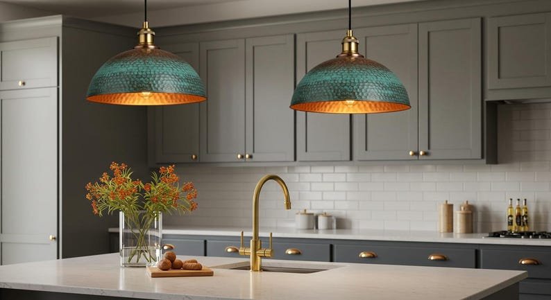Handmade Moroccan Copper Pendant Light: Farmhouse Kitchen Lighting