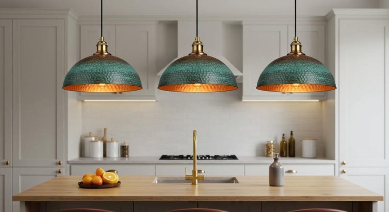 Handmade Moroccan Copper Pendant Light: Farmhouse Kitchen Lighting