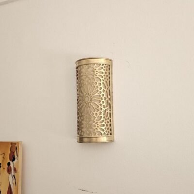 Moroccan Brass Wall Sconce: Handmade Geometric Lamp