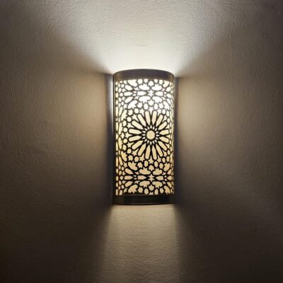 Moroccan Brass Wall Sconce: Handmade Geometric Lamp