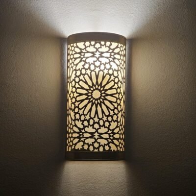Moroccan Brass Wall Sconce: Handmade Geometric Lamp