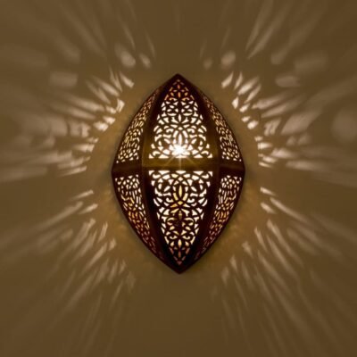 Moroccan Brass Wall Sconce Diamond Shape, Intricate Cutout Brass Light, Artisan Wall Lamp, Unique Brass Fixture, Geometric Sconce Decor