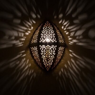 Moroccan Brass Wall Sconce Diamond Shape, Intricate Cutout Brass Light, Artisan Wall Lamp, Unique Brass Fixture, Geometric Sconce Decor