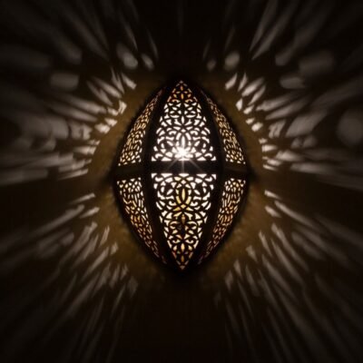 Moroccan Brass Wall Sconce Diamond Shape, Intricate Cutout Brass Light, Artisan Wall Lamp, Unique Brass Fixture, Geometric Sconce Decor