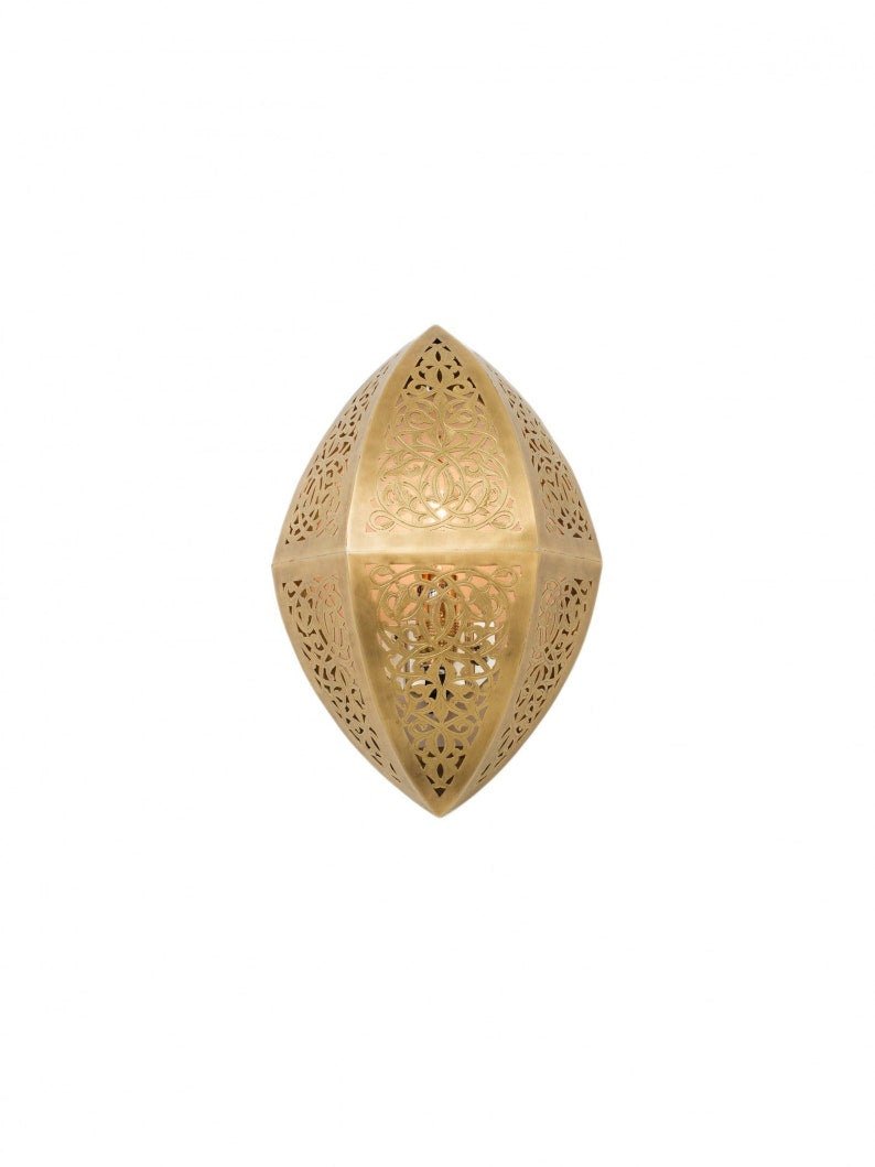 Moroccan Brass Wall Sconce Diamond Shape, Intricate Cutout Brass Light, Artisan Wall Lamp, Unique Brass Fixture, Geometric Sconce Decor