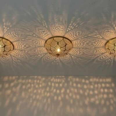 Handmade Moroccan Brass Ceiling Light: Geometric Wall Sconce