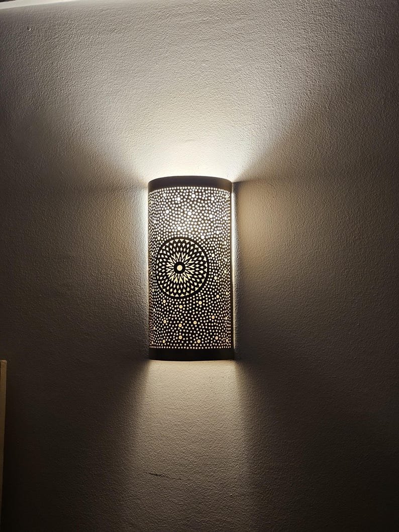 Modern Moroccan Brass Cylinder Wall Sconce –