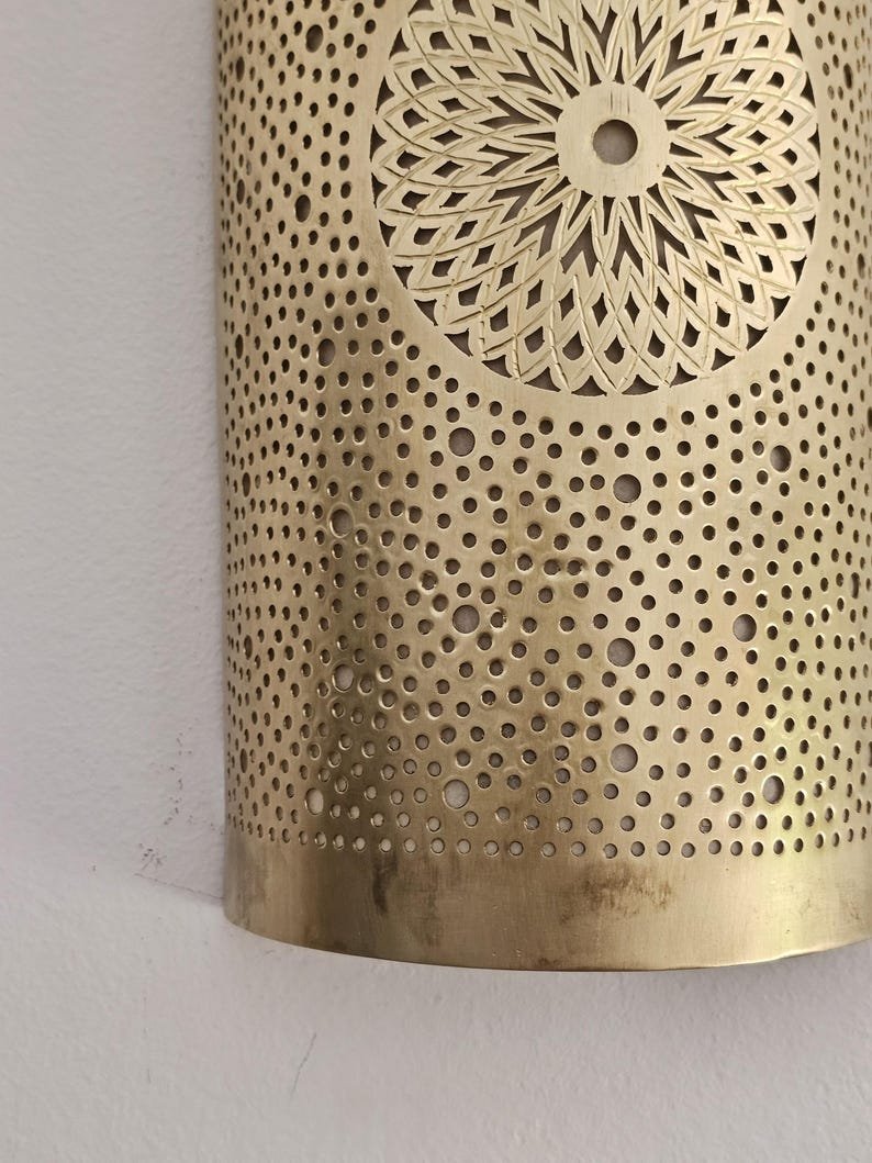 Moroccan Brass Wall Sconce: Handcrafted Lamp, Global Design