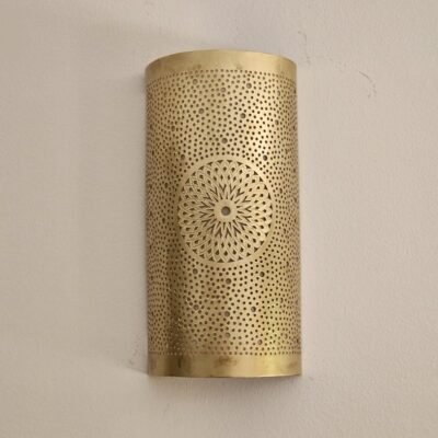 Moroccan Brass Wall Sconce: Handcrafted Lamp, Global Design