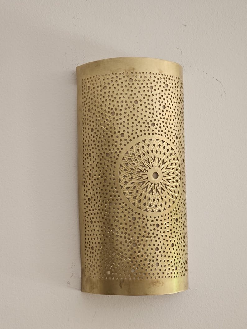 Moroccan Brass Wall Sconce: Handcrafted Lamp, Global Design