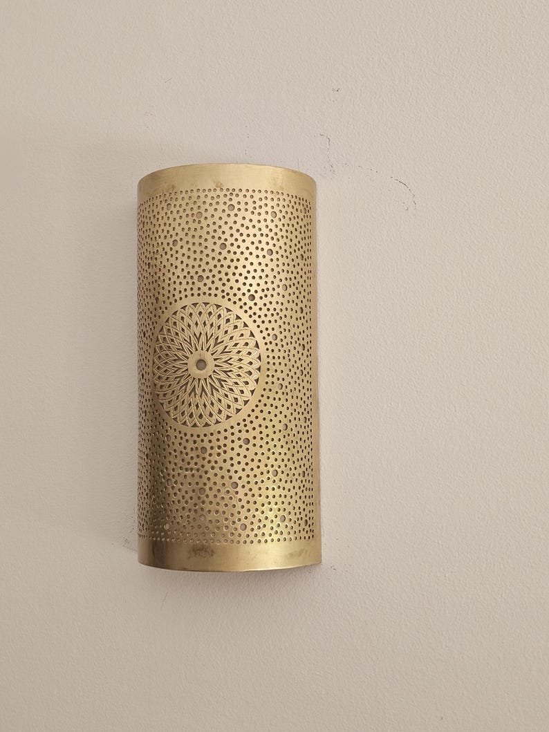 Moroccan Brass Wall Sconce: Handcrafted Lamp, Global Design