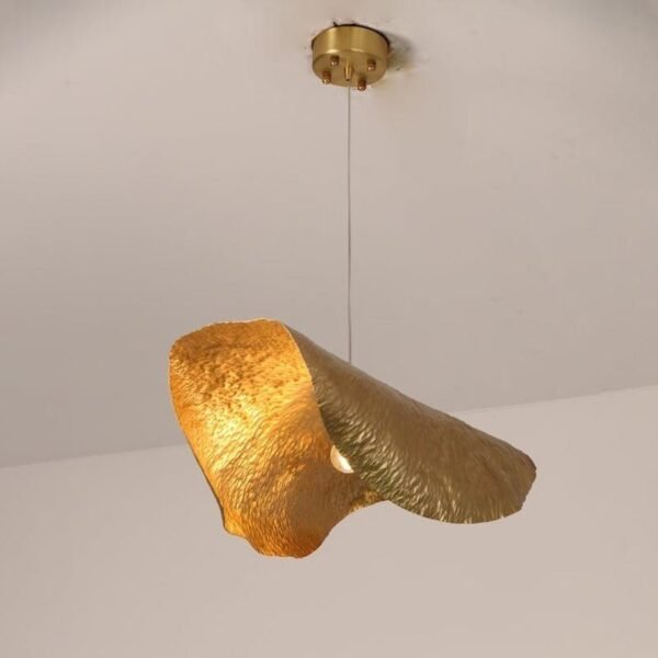 Handmade Gold Leaf Sculptural Pendant Light