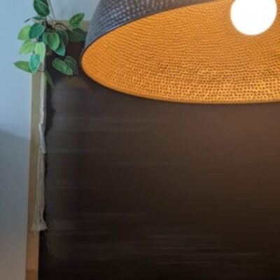 Set of 2, Dome Pendant Light,Handmade brass Pendant Lamps,Semi-Circle Black Metal Pendant,Moroccan Ceiling Light. Black outside Gold inside