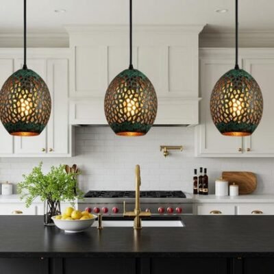 Green Patina Brass Pendant Light: Handmade Moroccan Boho Lighting Green Patina Brass Pendant Light: Handmade Moroccan Boho Lighting