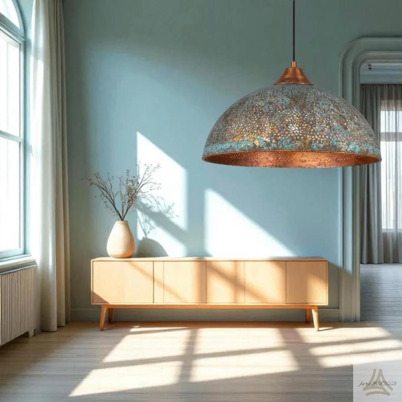 Industrial Copper Pendant Light, Green Patina Copper Pendant Light, Oxidized Copper Island Kitchen Lighting, Rustic chandelier Industrial Copper Pendant Light, Green Patina Copper Pendant Light, Oxidized Copper Island Kitchen Lighting, Rustic chandelier