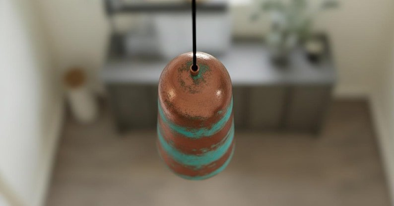 Handmade Green Patina Copper Pendant Light - Rustic Farmhouse Dome Lamp Handmade Green Patina Copper Pendant Light - Rustic Farmhouse Dome Lamp