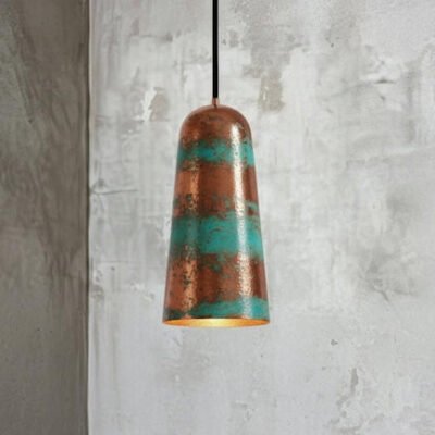 Handmade Green Patina Copper Pendant Light - Rustic Farmhouse Dome Lamp Handmade Green Patina Copper Pendant Light - Rustic Farmhouse Dome Lamp