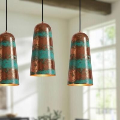 Handmade Green Patina Copper Pendant Light - Rustic Farmhouse Dome Lamp Handmade Green Patina Copper Pendant Light - Rustic Farmhouse Dome Lamp