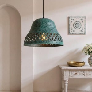 Rustic Green Patina Moroccan Pendant Light