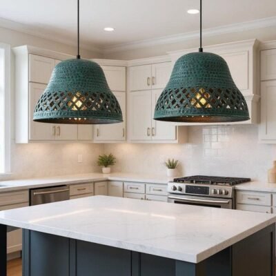 Rustic Green Patina Moroccan Pendant Light