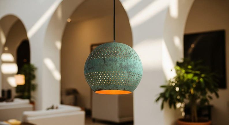 Handmade Moroccan Copper Pendant Light: Hammered Dome Ceiling Lamp Handmade Moroccan Copper Pendant Light: Hammered Dome Ceiling Lamp