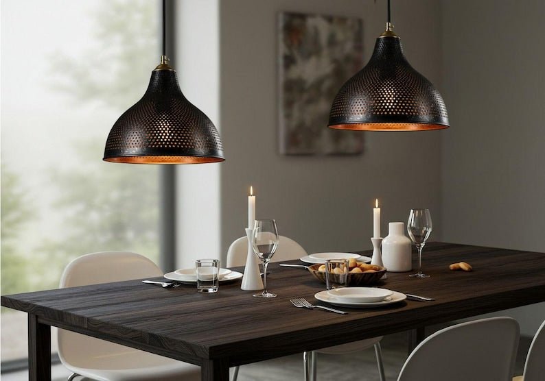 Handmade Moroccan Copper Pendant Light: Hammered Metal Dome Lamp Handmade Moroccan Copper Pendant Light: Hammered Metal Dome Lamp