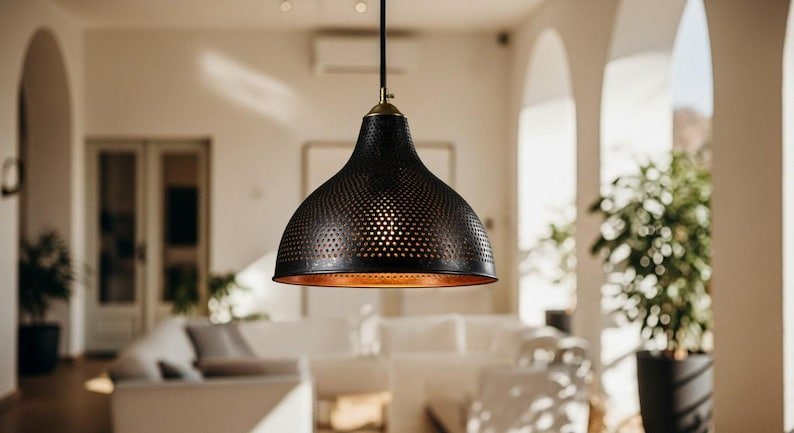 Handmade Moroccan Copper Pendant Light: Hammered Metal Dome Lamp Handmade Moroccan Copper Pendant Light: Hammered Metal Dome Lamp