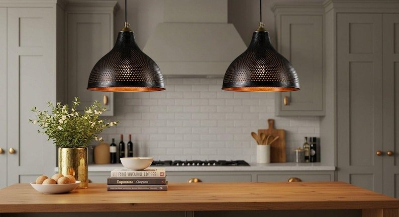 Handmade Moroccan Copper Pendant Light: Hammered Metal Dome Lamp Handmade Moroccan Copper Pendant Light: Hammered Metal Dome Lamp