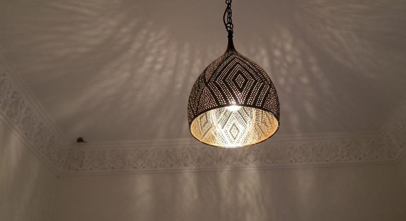 Handcrafted Moroccan Brass Pendant Light - Hanging Lamp