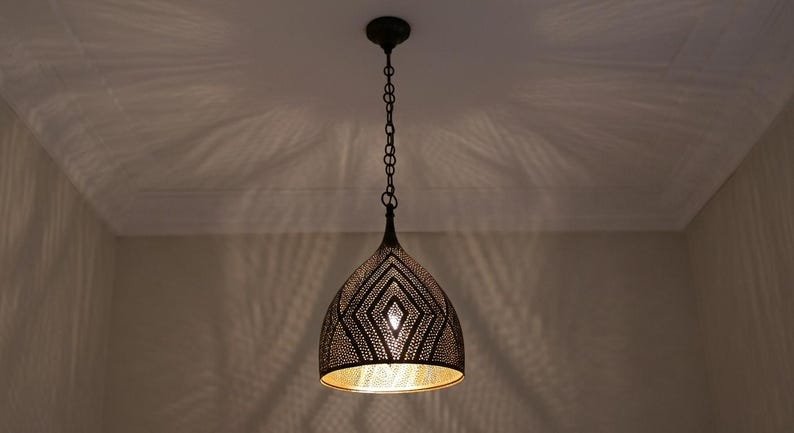 Handcrafted Moroccan Brass Pendant Light - Hanging Lamp