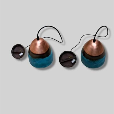 Set of 3 Oxidized Copper Dome Pendant Light, Handcrafted Green Patina Farmhouse Ceiling Fixture, Copper Pendant Light , Oxidized Copper Lamp