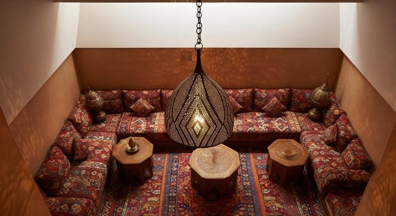 Handcrafted Moroccan Brass Pendant Light - Hanging Lamp