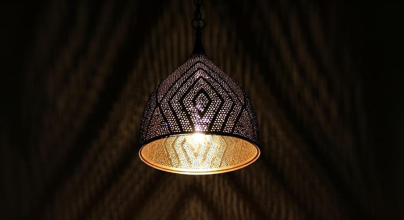 Handcrafted Moroccan Brass Pendant Light - Hanging Lamp
