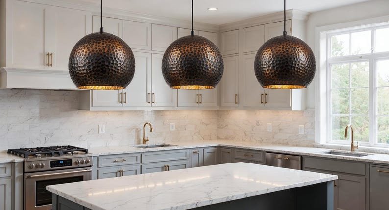 Handcrafted Patina Copper Dome Pendant Light: Rustic Moroccan Lighting