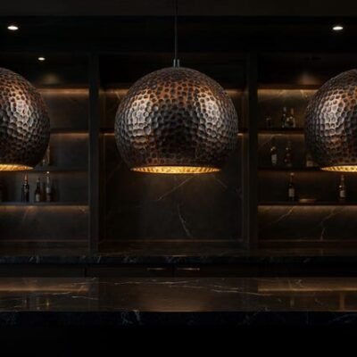 Handcrafted Patina Copper Dome Pendant Light: Rustic Moroccan Lighting