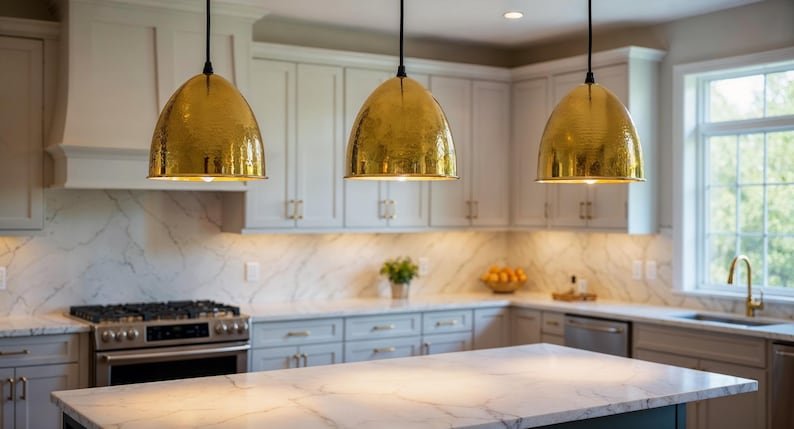 Handmade Brass Dome Pendant Light: Hammered Moroccan Hanging Lamp