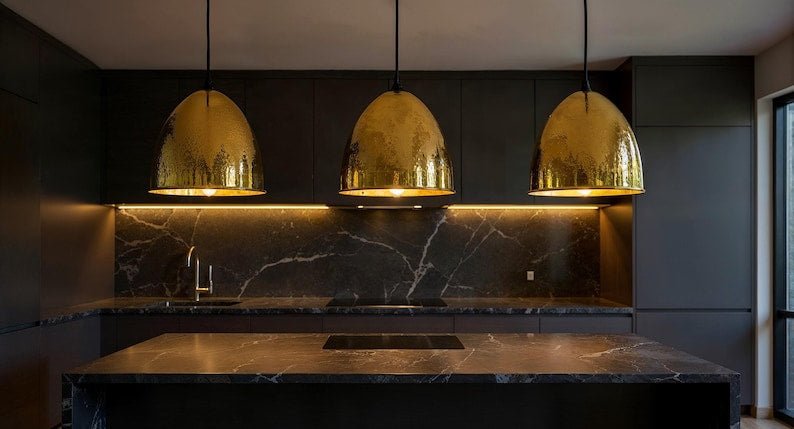 Handmade Brass Dome Pendant Light: Hammered Moroccan Hanging Lamp