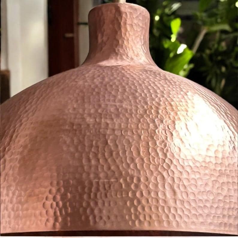 Handmade Hammered Copper Dome Pendant Light: Farmhouse Kitchen Lighting