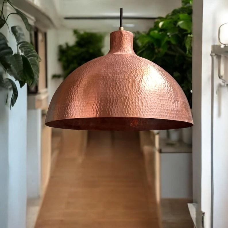 Handmade Hammered Copper Dome Pendant Light: Farmhouse Kitchen Lighting
