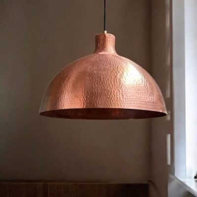 Handmade Hammered Copper Dome Pendant Light: Farmhouse Kitchen Lighting