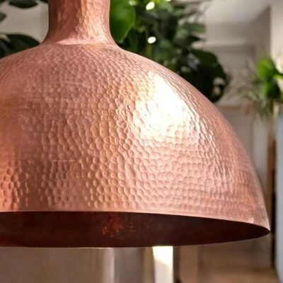 Handmade Hammered Copper Dome Pendant Light: Farmhouse Kitchen Lighting
